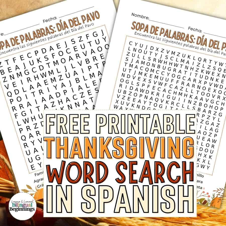 Thanksgiving Word Search Printable In Spanish [Free Printable throughout Thanksgiving Worksheets in Spanish Free