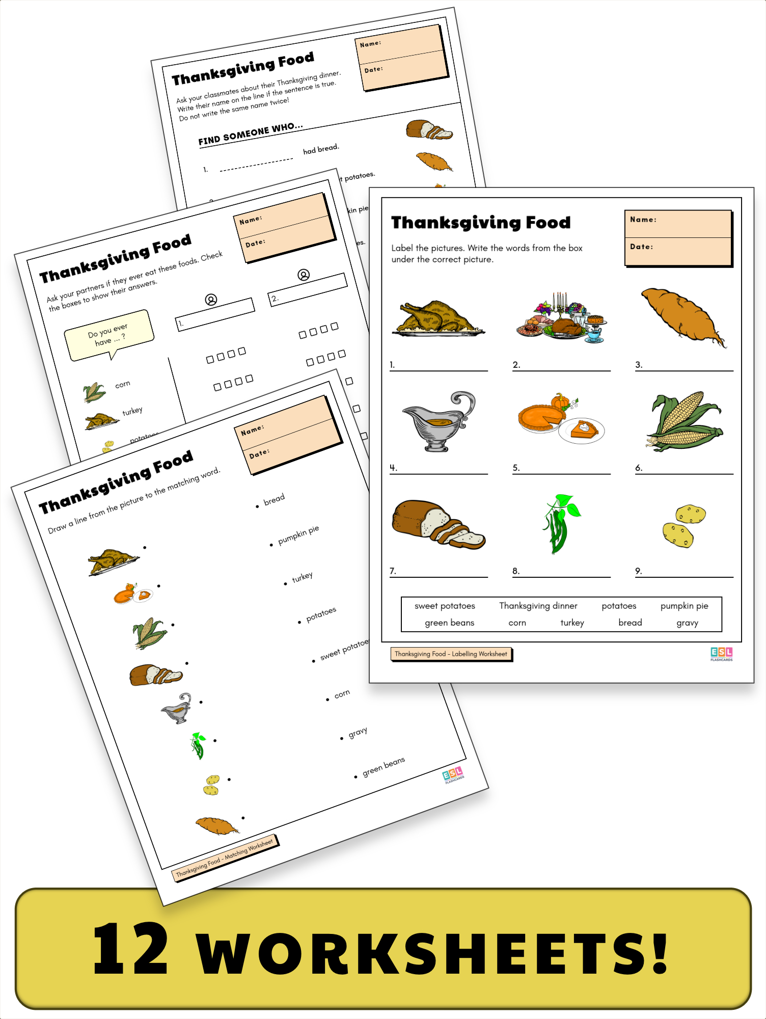 Thanksgiving Worksheets – Esl Flashcards with regard to Thanksgiving Dinner Worksheet