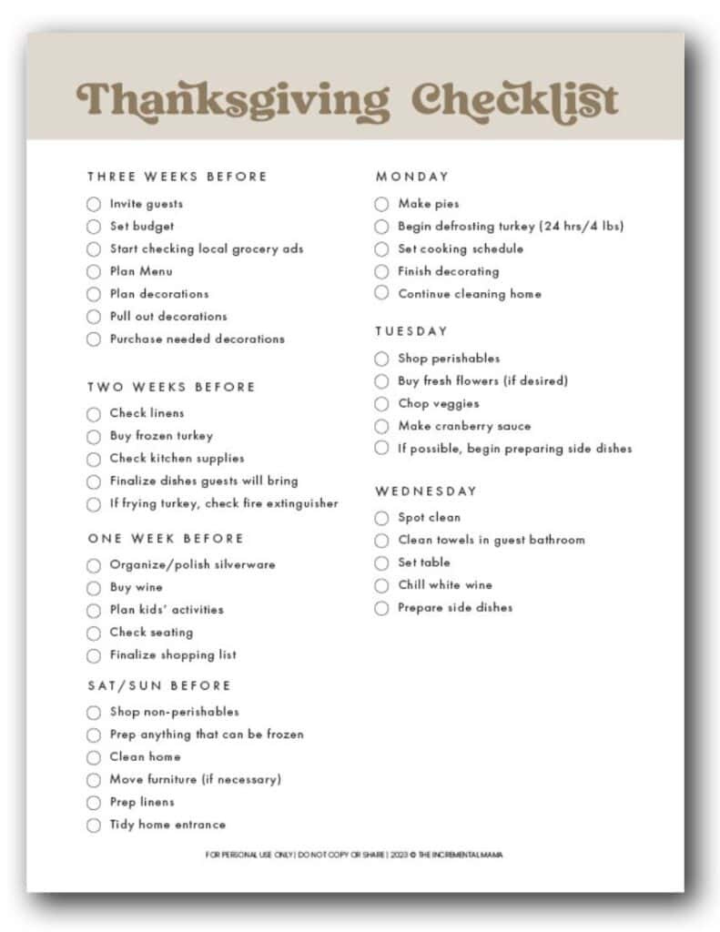 The Best Free Printable Thanksgiving Planner (8 Pages) - The in Thanksgiving Checklist Printable Free