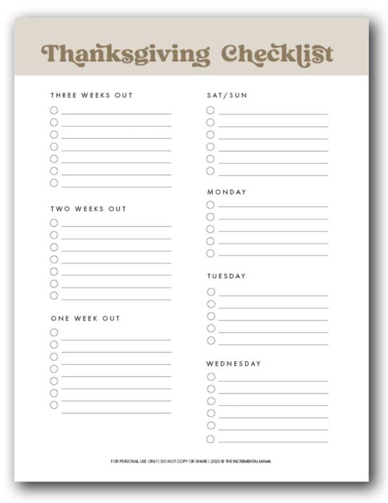 The Best Free Printable Thanksgiving Planner (8 Pages) - The with regard to Thanksgiving Checklist Printable Free