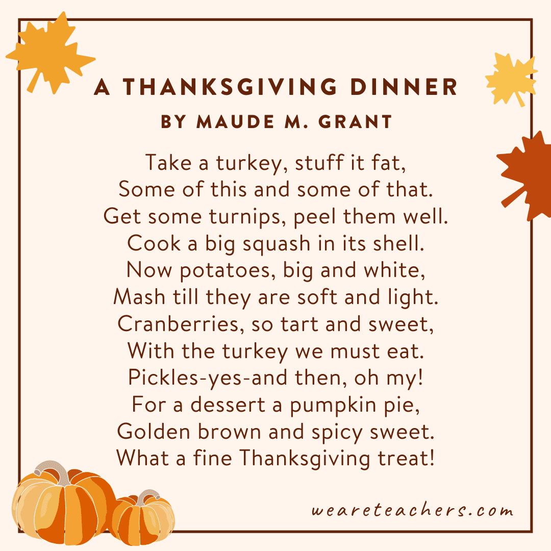 The Best Thanksgiving Poems For Kids Of All Ages And Reading Levels inside Thanksgiving Poems For Family