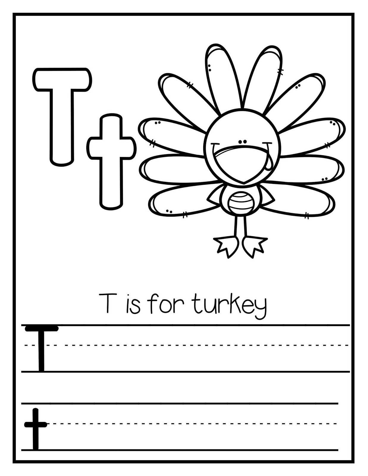 The Cozy Red Cottage: T Is For Turkey Tracer Page pertaining to T Is For Turkey Printable