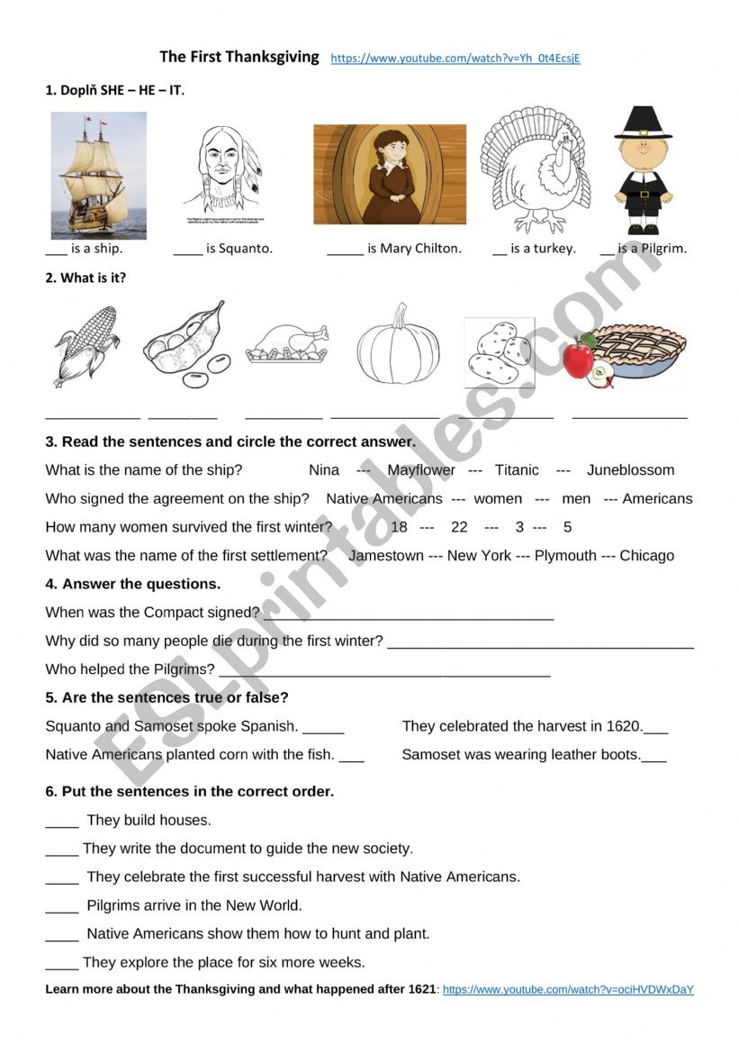 The First Thanksgiving - Esl Worksheetedemianova with The First Thanksgiving Worksheet Answers