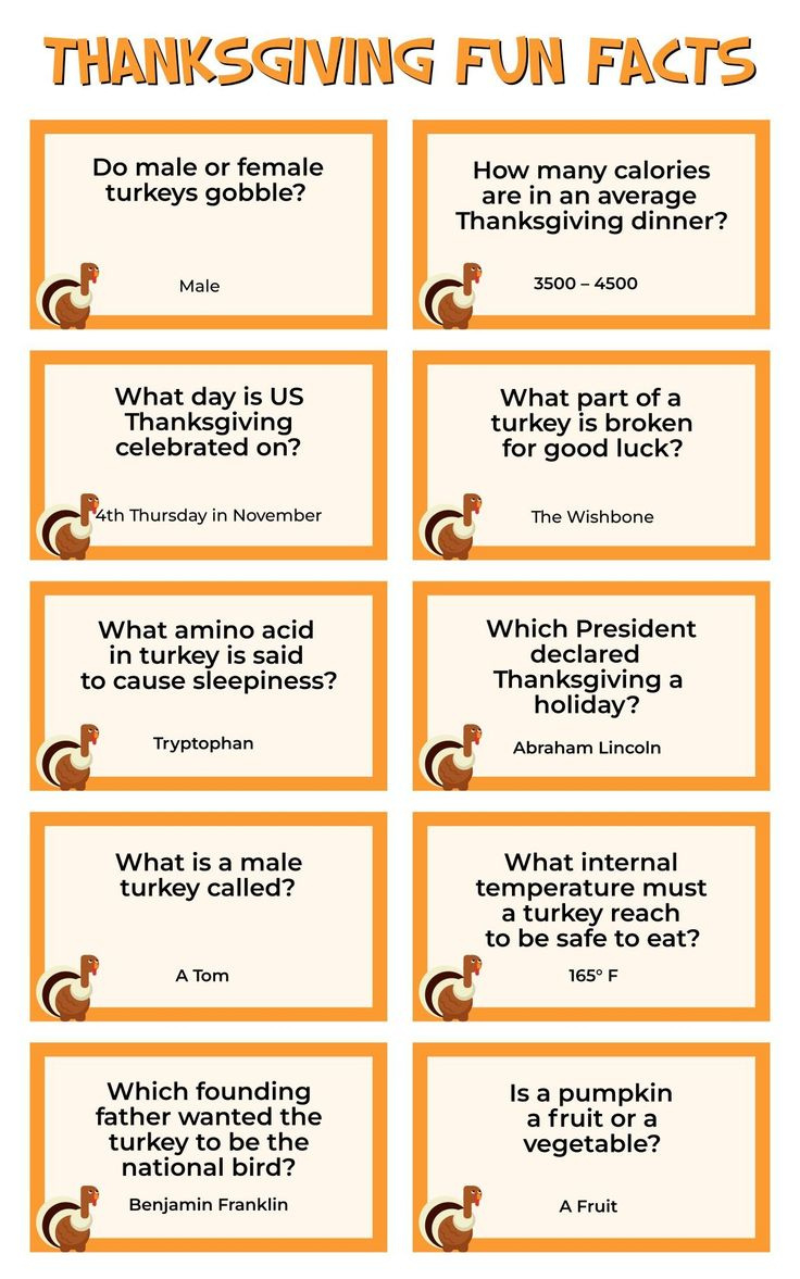 Trivia Questions Thanksgiving - 12 Free Pdf Printables | Printablee for Thanksgiving Fun Facts Printable