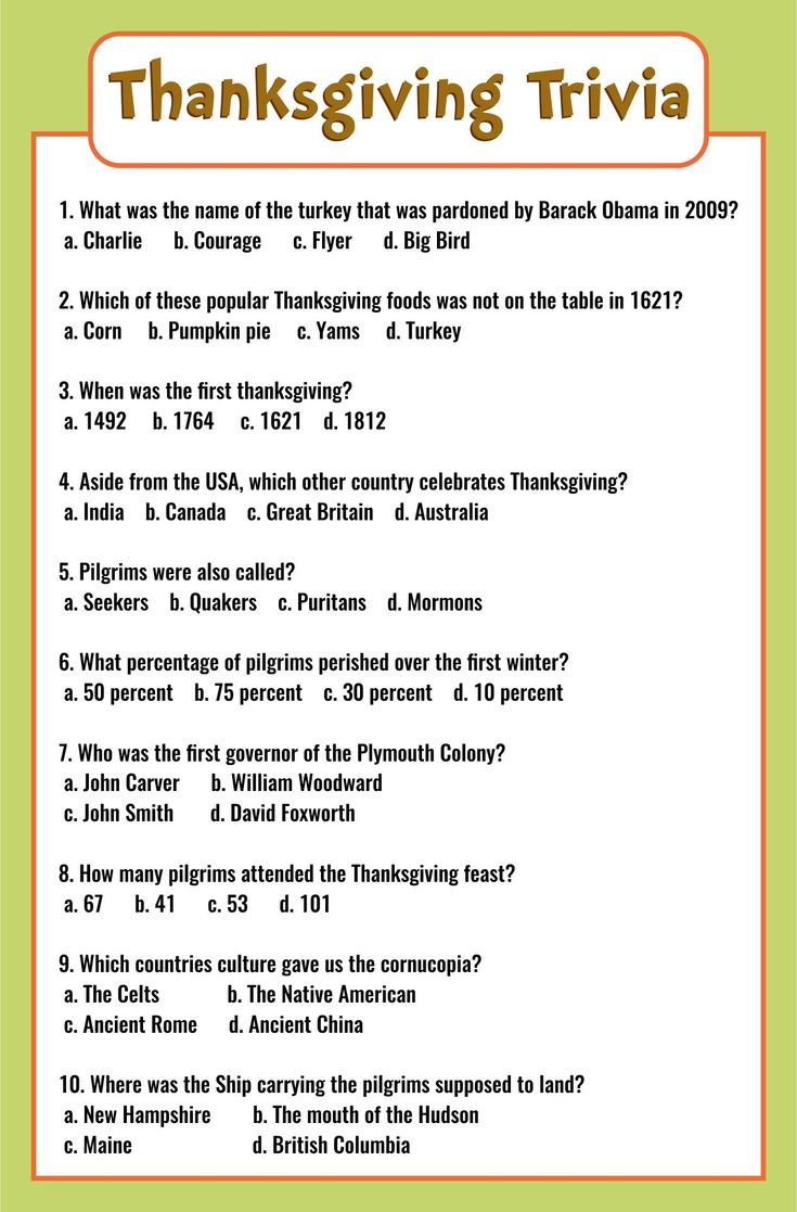 Trivia Questions Thanksgiving - 12 Free Pdf Printables | Printablee regarding Thanksgiving Trivia Multiple Choice Printable