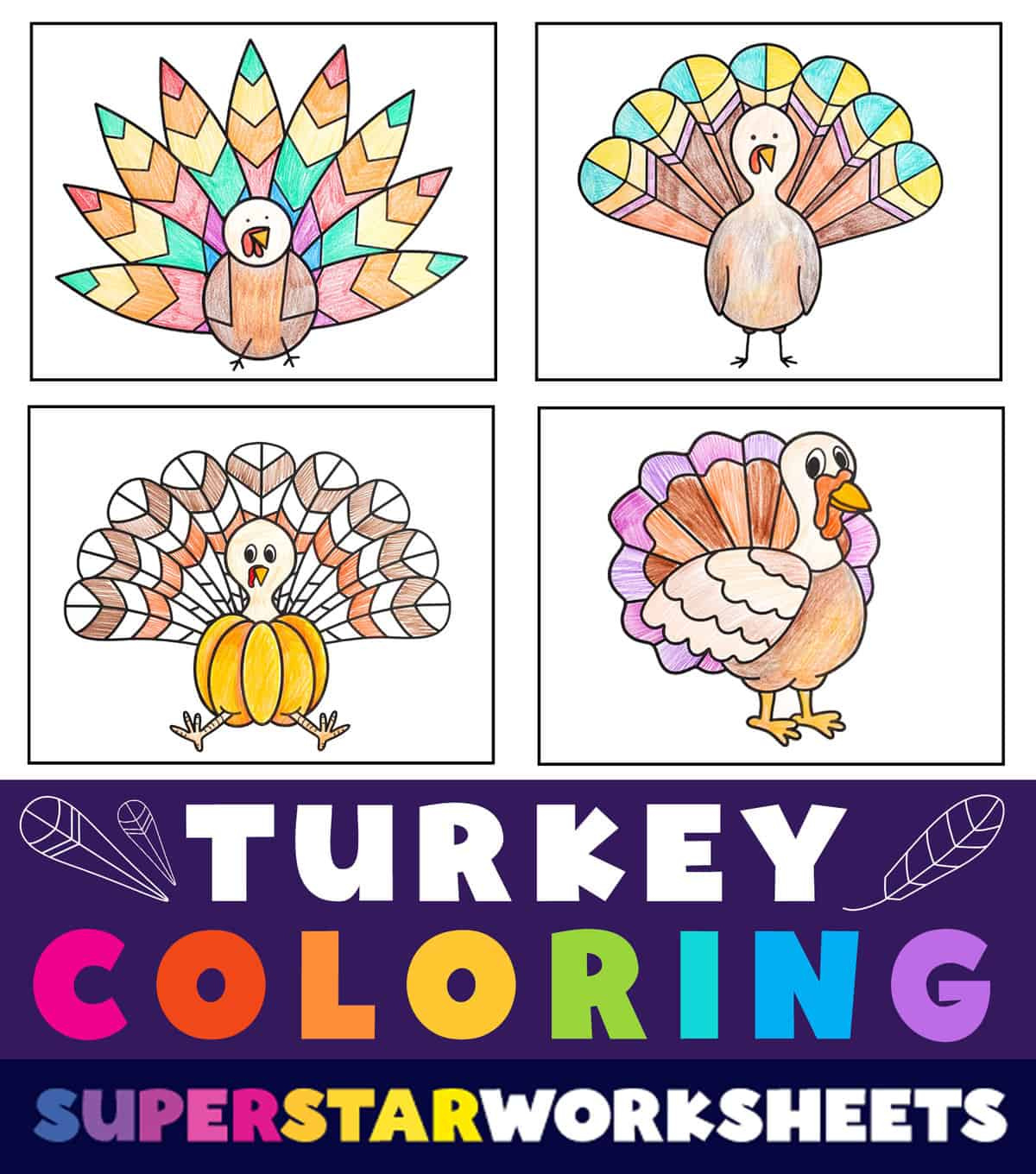 Turkey Coloring Pages (Free Printables) - Superstar Worksheets intended for Turkey Coloring Pages Colored Printable