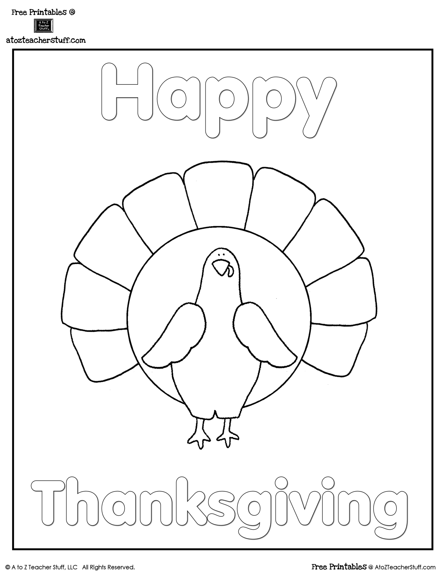 Turkey Coloring Sheet | A To Z Teacher Stuff Printable Pages And throughout Thanksgiving Turkey Printables Free