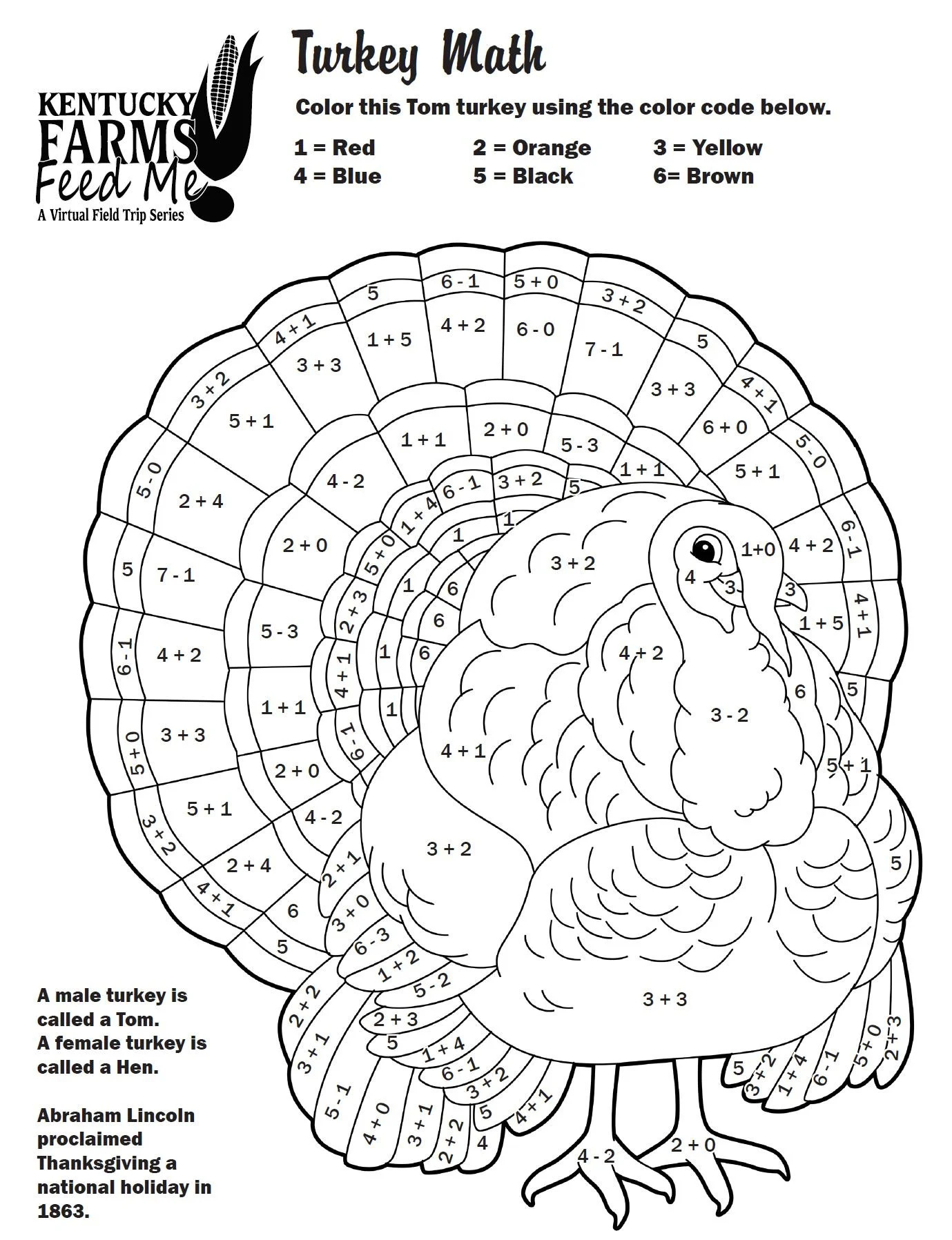 Turkey Colornumber Worksheets — #Teachkyag inside Thanksgiving Color By Number Printables