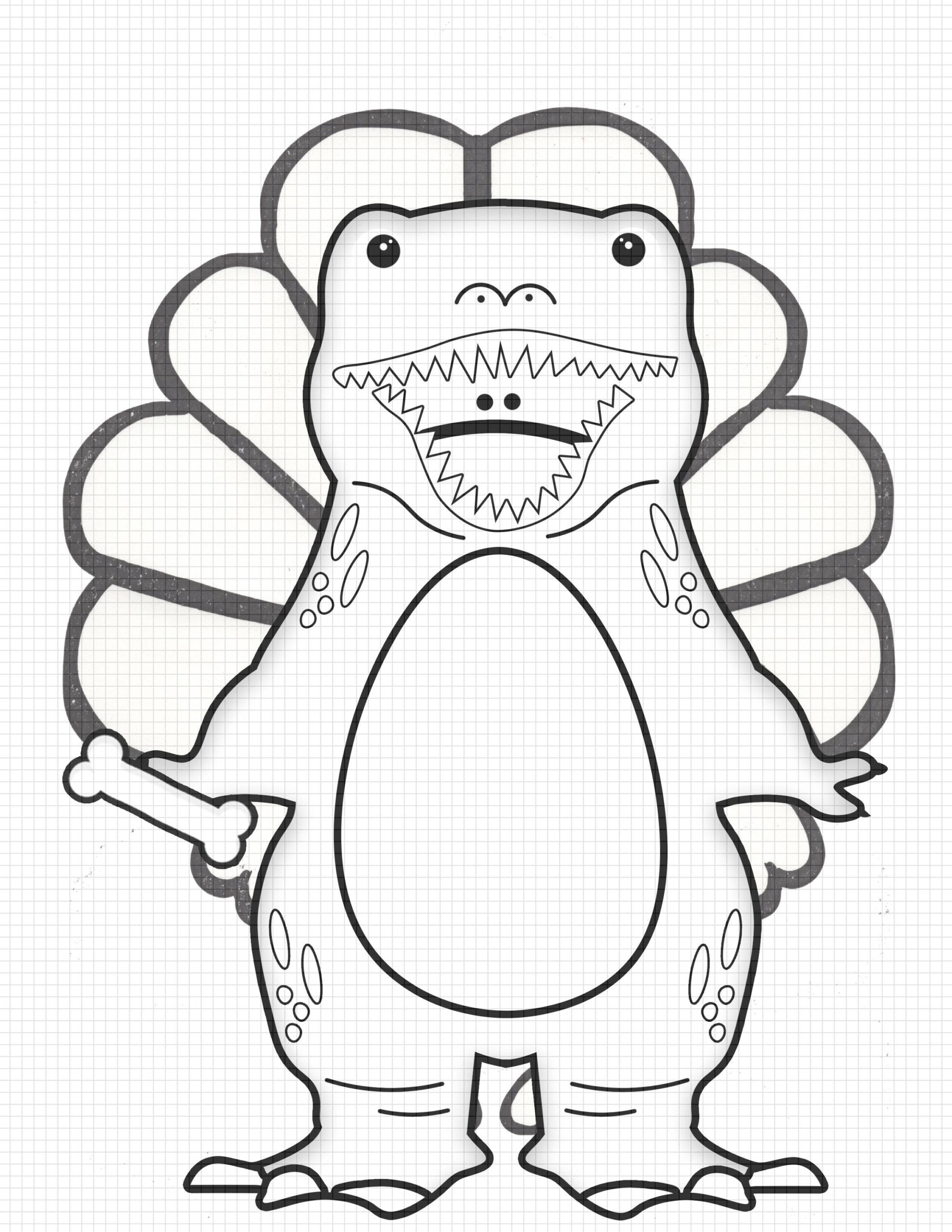 Turkey Dinosaur Disguise Coloring Kit (Pdf Pattern) - Etsy Ireland within Disguise Template Printable Dinosaur Turkey Disguise