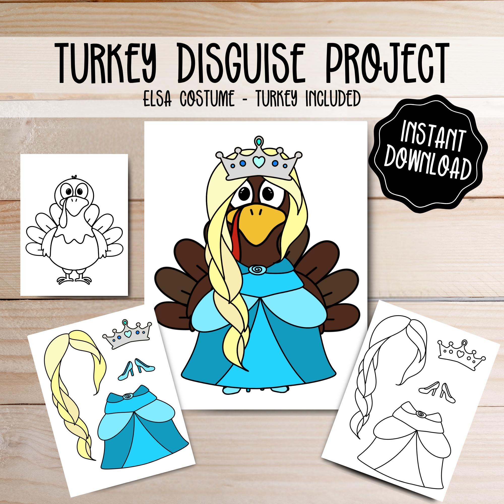 Turkey Disguise Printable - Elsa Costume - Thanksgiving School inside Elsa Turkey Disguise Printable
