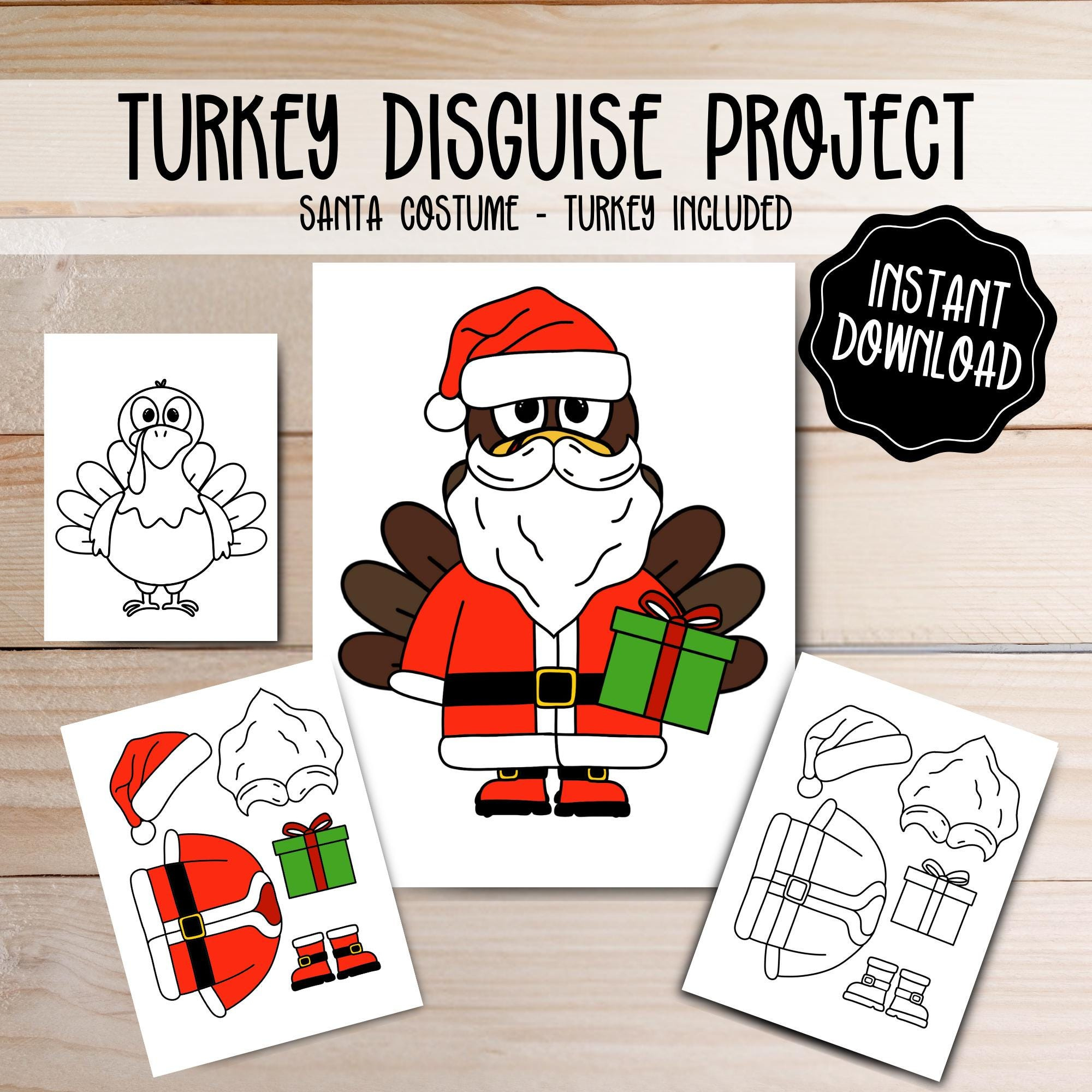 Turkey Disguise Printable: Santa Costume Craft (Digital Download pertaining to Disguise A Turkey Santa Printable