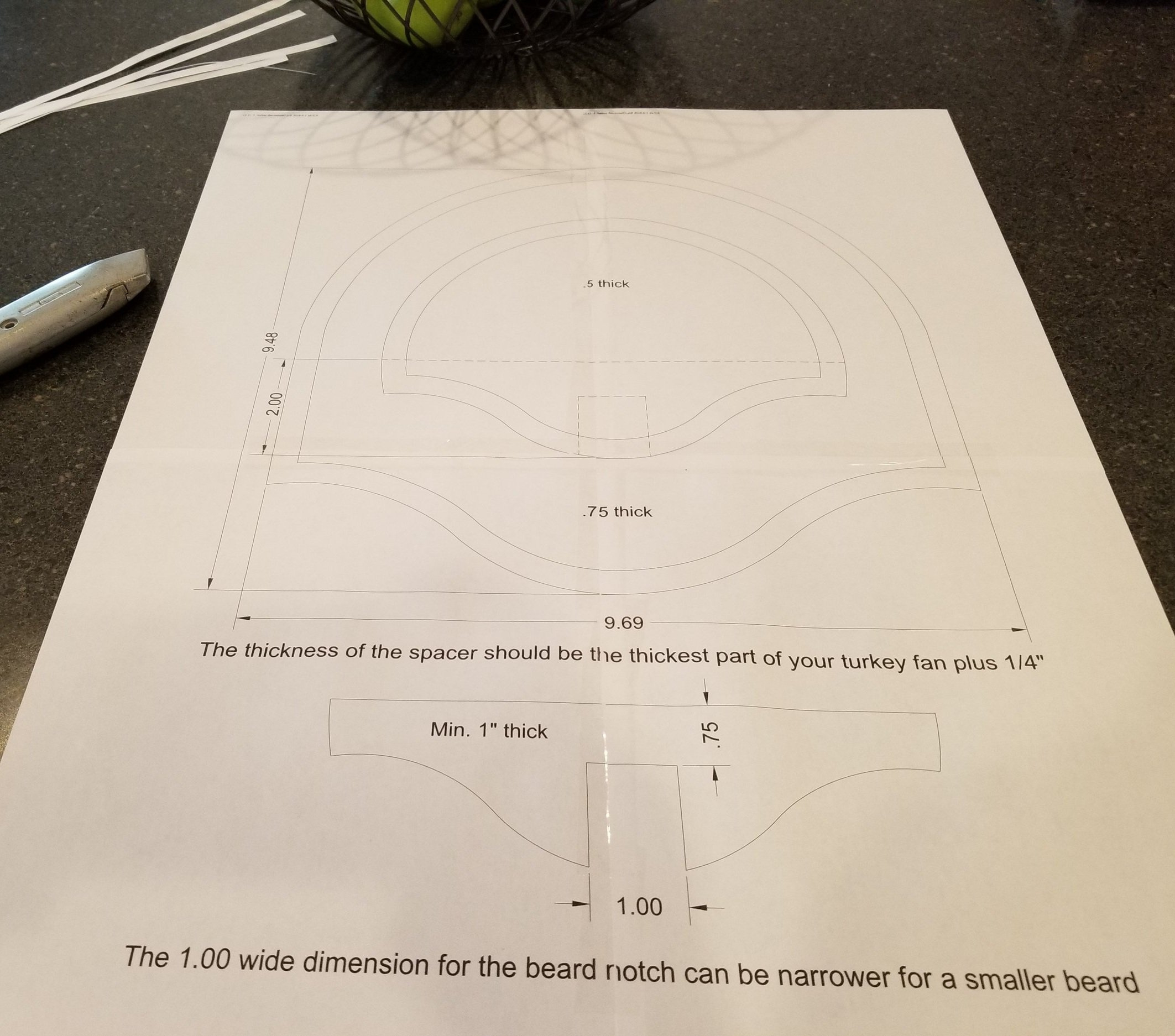 Turkey Fan Mount — Third Stall Woodworking with Printable Turkey Fan Mount Template