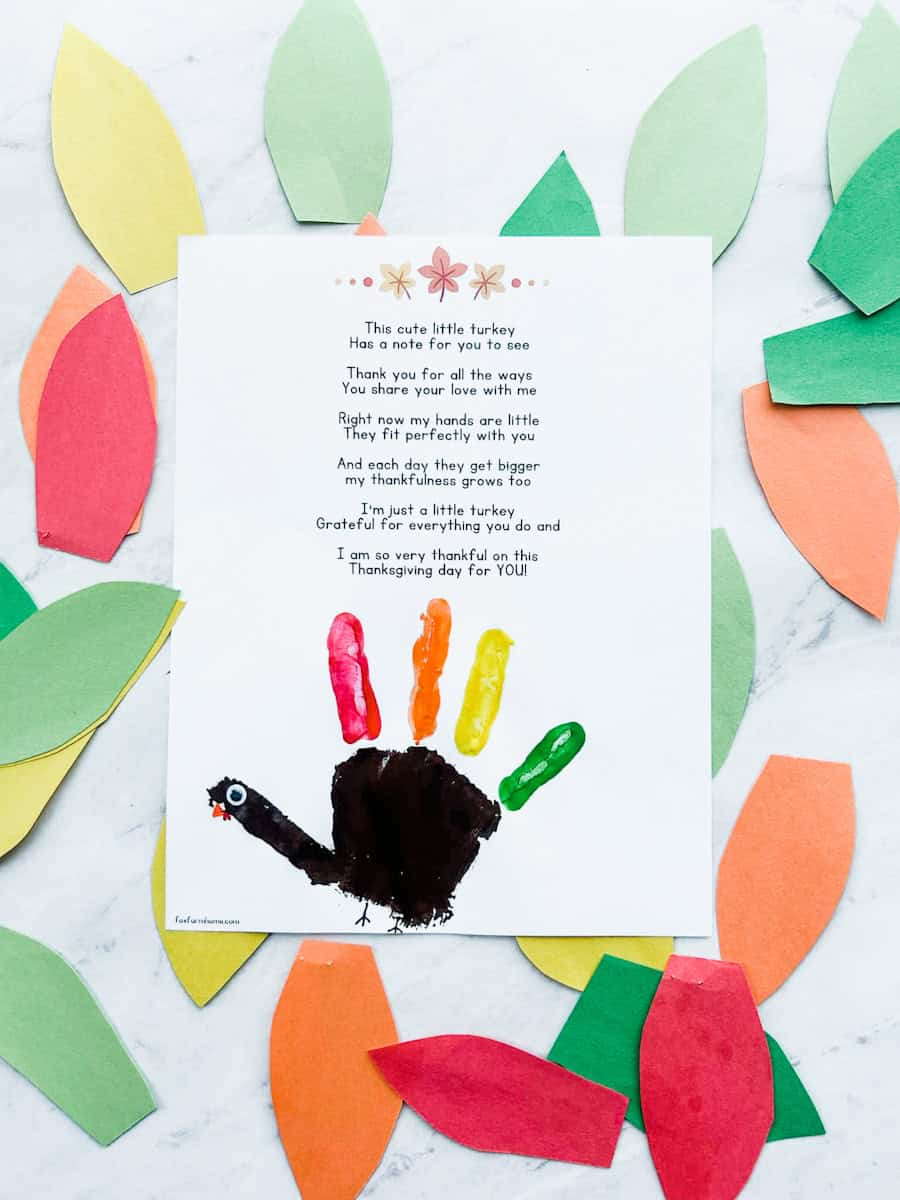 Turkey Handprint Poem | Free Printable Template - Fox Farm Home with regard to Handprint Turkey Poem Printable Free