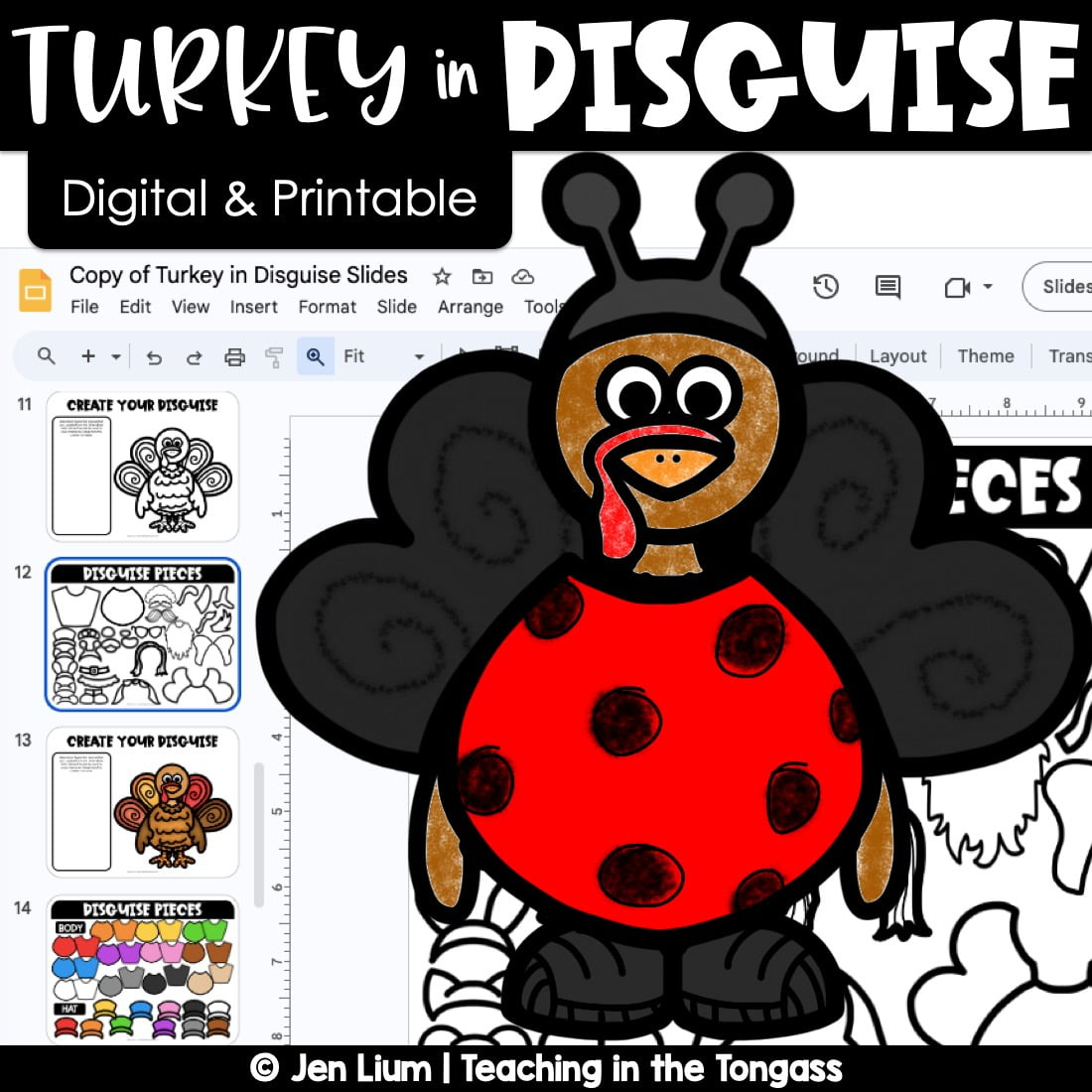 Turkey In Disguise Craft Template Project Digital And Printable with Cut Out Turkey in Disguise Template Printable