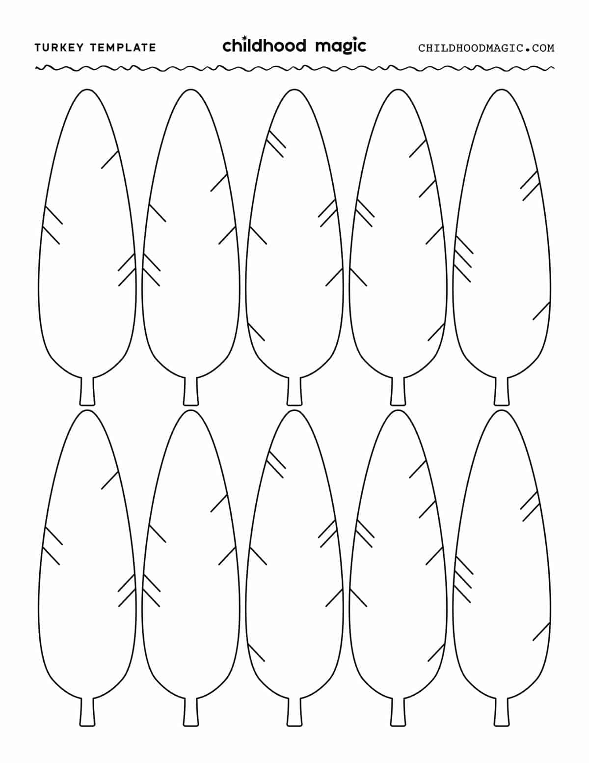 Turkey Template - Childhood Magic inside Turkey Feather Printable Free