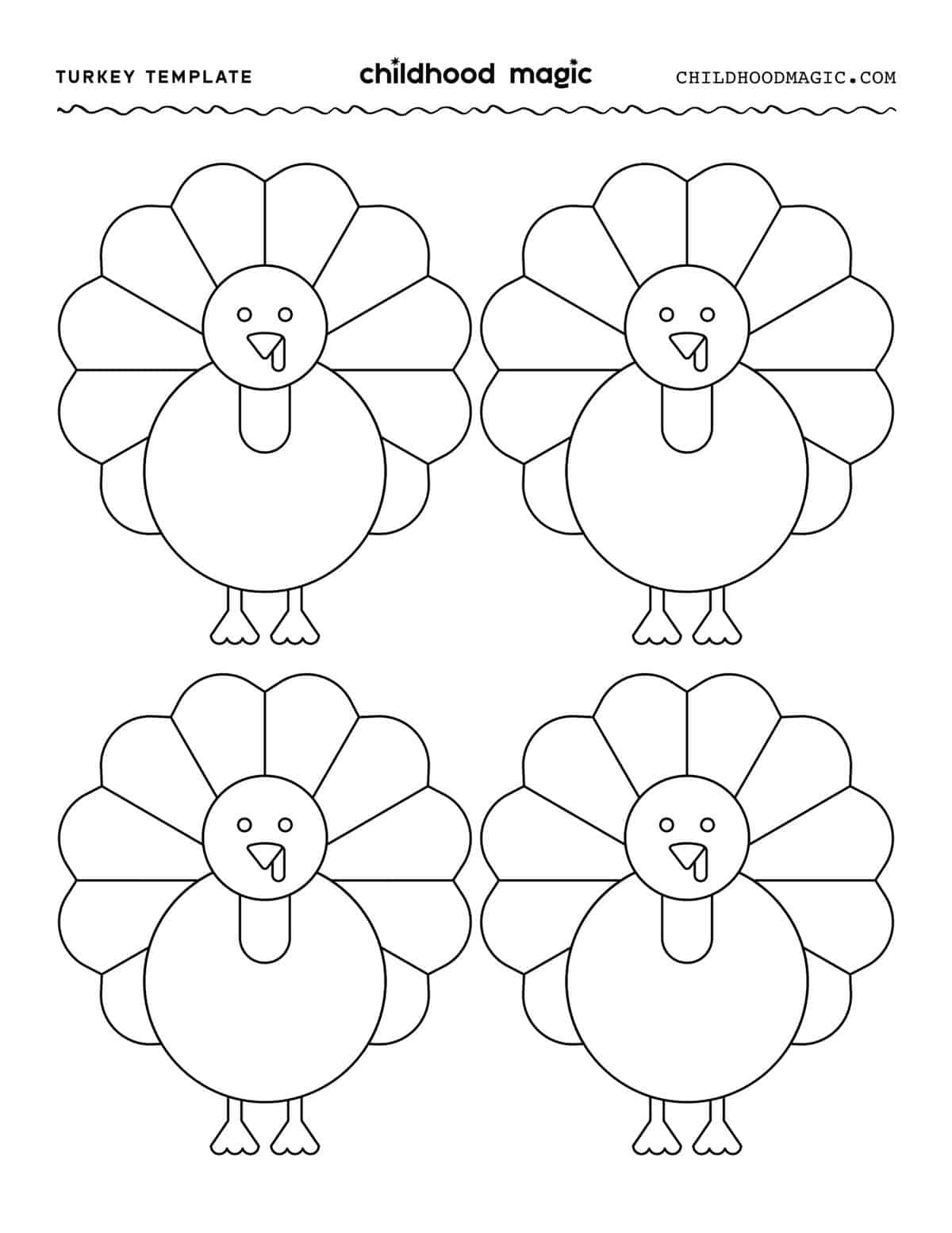 Turkey Template - Childhood Magic throughout Free Printable Small Turkey Template
