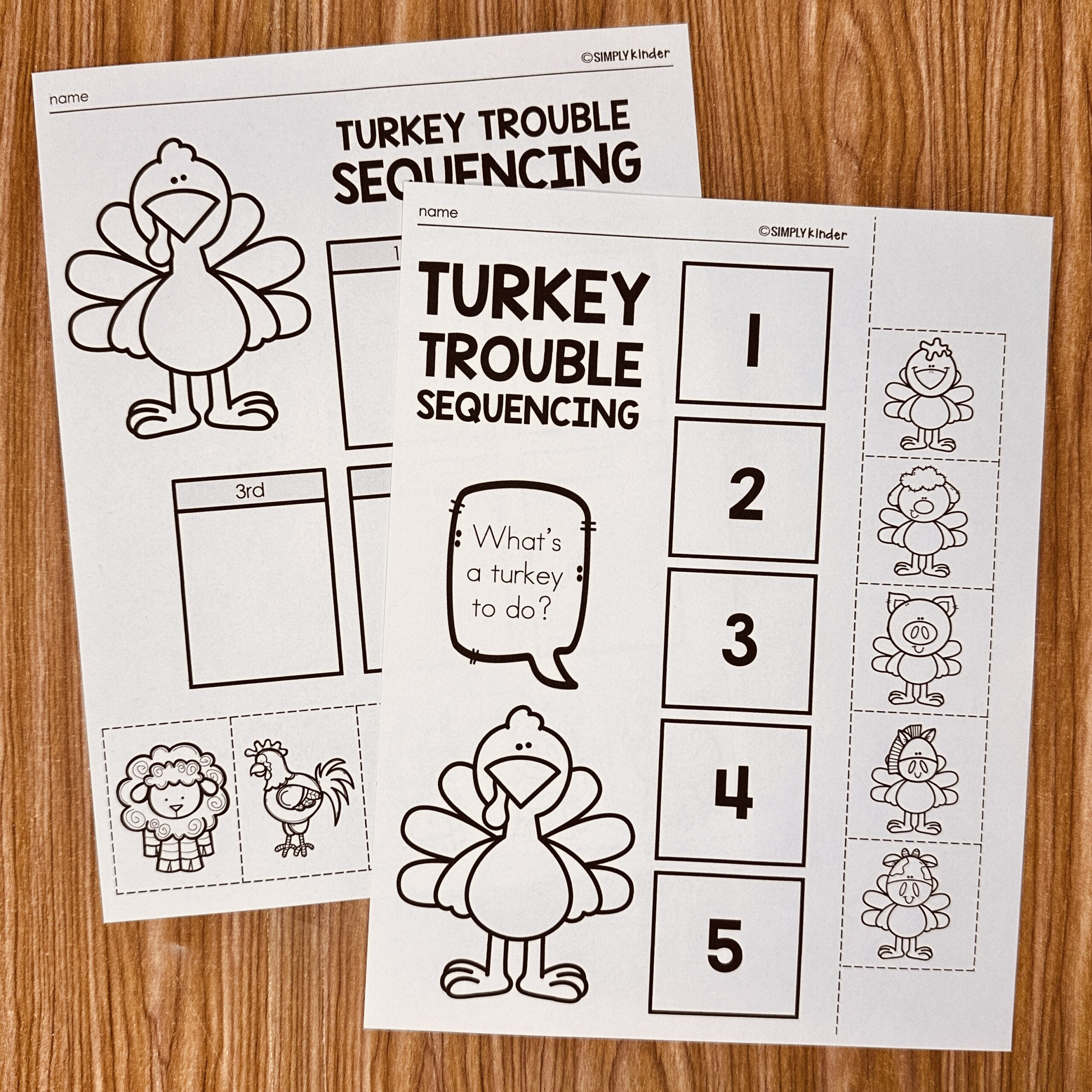 Turkey Trouble Sequencing - Simply Kinder + Printable Membership in Turkey Trouble Activities Printable