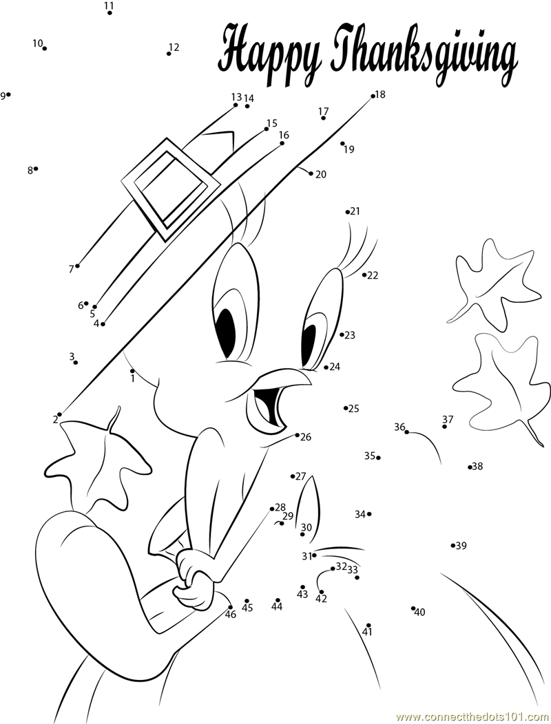Tweety Thanksgiving Dot To Dot Printable Worksheet - Connect The pertaining to Thanksgiving Dot To Dot Printables