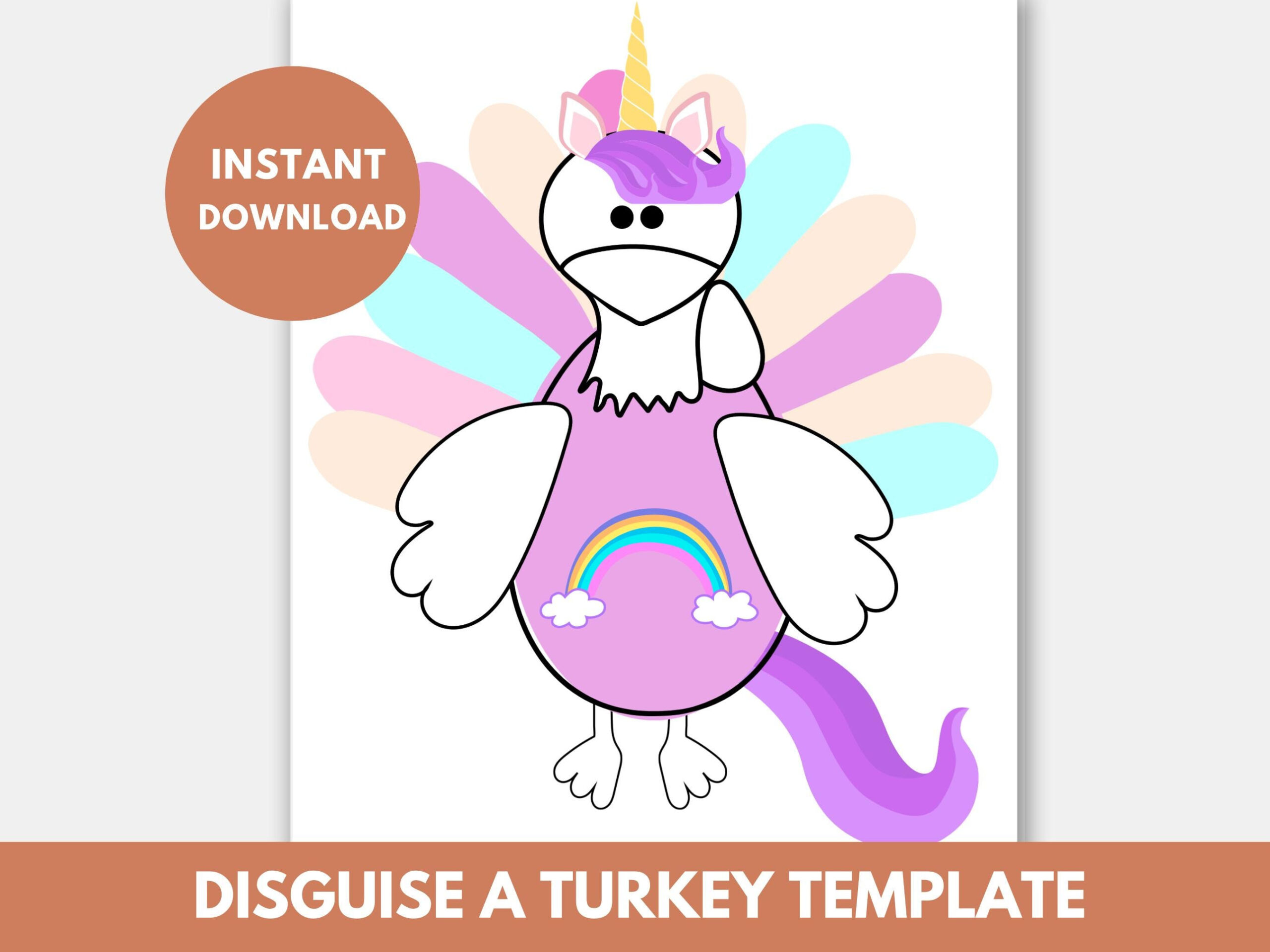 Unicorn Turkey - Etsy in Free Printable Disguise A Turkey Unicorn Template