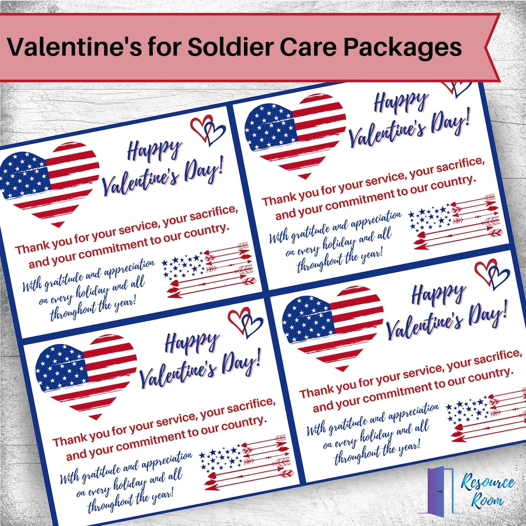 Valentine&amp;#039;S Day Card: Deployed Service Member Care Packages - Etsy intended for Free Printable Valentines For Veterans