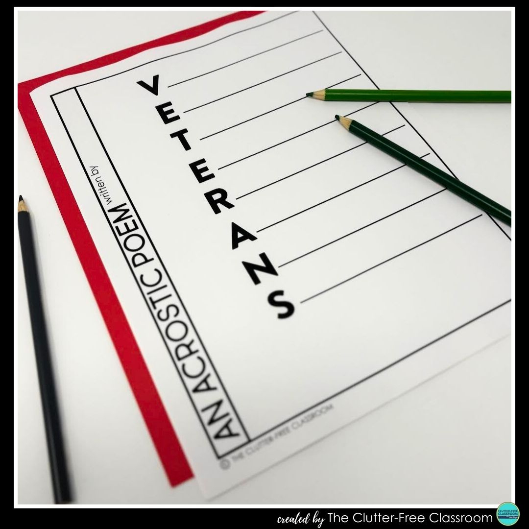 Veterans Day Acrostic Poem Template Activities For Elementary for Veterans Day Acrostic Poem Template