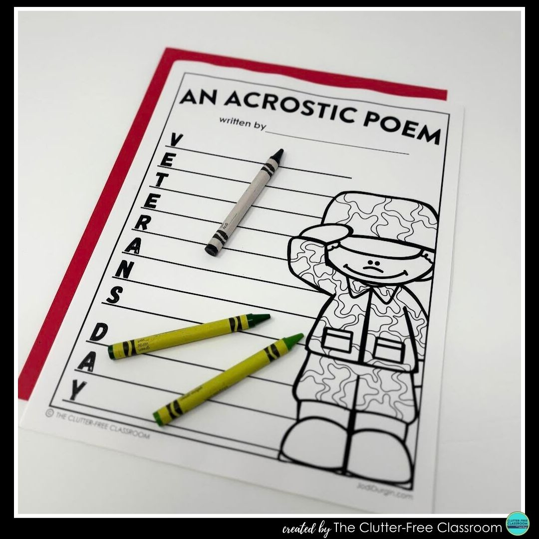 Veterans Day Acrostic Poem Template Activities For Elementary throughout Veterans Day Acrostic Poems Template