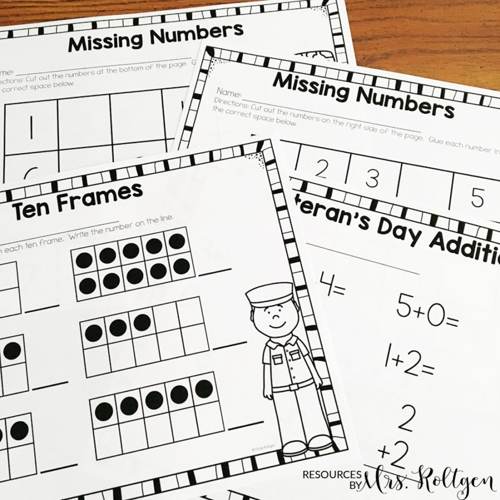 Veterans Day Activities {Freebie Included!} - Katie Roltgen with Free Printable Veterans Day Math Worksheets