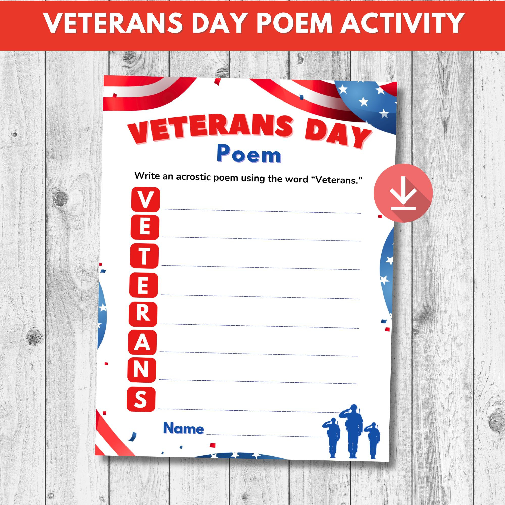 Veterans Day Activity Poem For Kids Veterans Day Game School regarding Acrostic Poems About Veterans Day