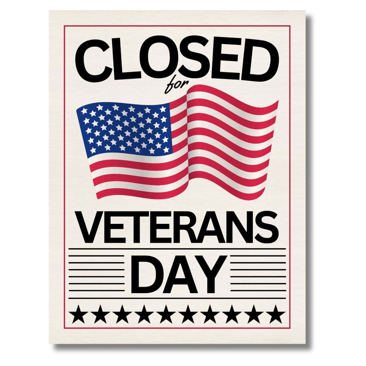 Veterans Day Closed Sign Printable Free Pdf pertaining to Closed For Veterans Day Sign Printable