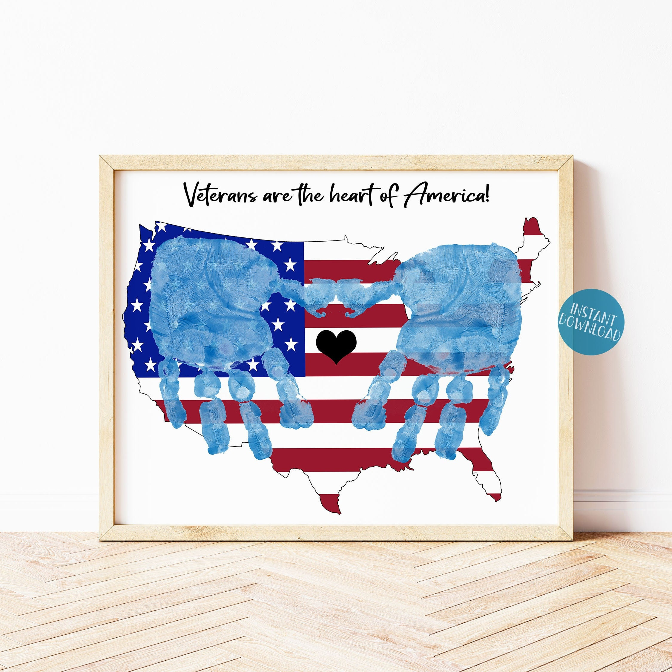 Veterans Day Handprint Art Project For Kids, Veteran Gift Idea regarding Veterans Are The Heart Of America Printable