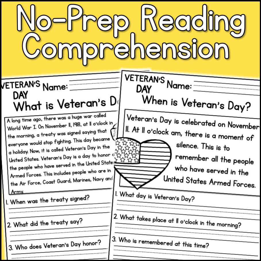 Veterans Day Holidays Reading Comprehension Passages K-2 - Classful regarding Free Printable Veterans Day Reading Comprehension Worksheets