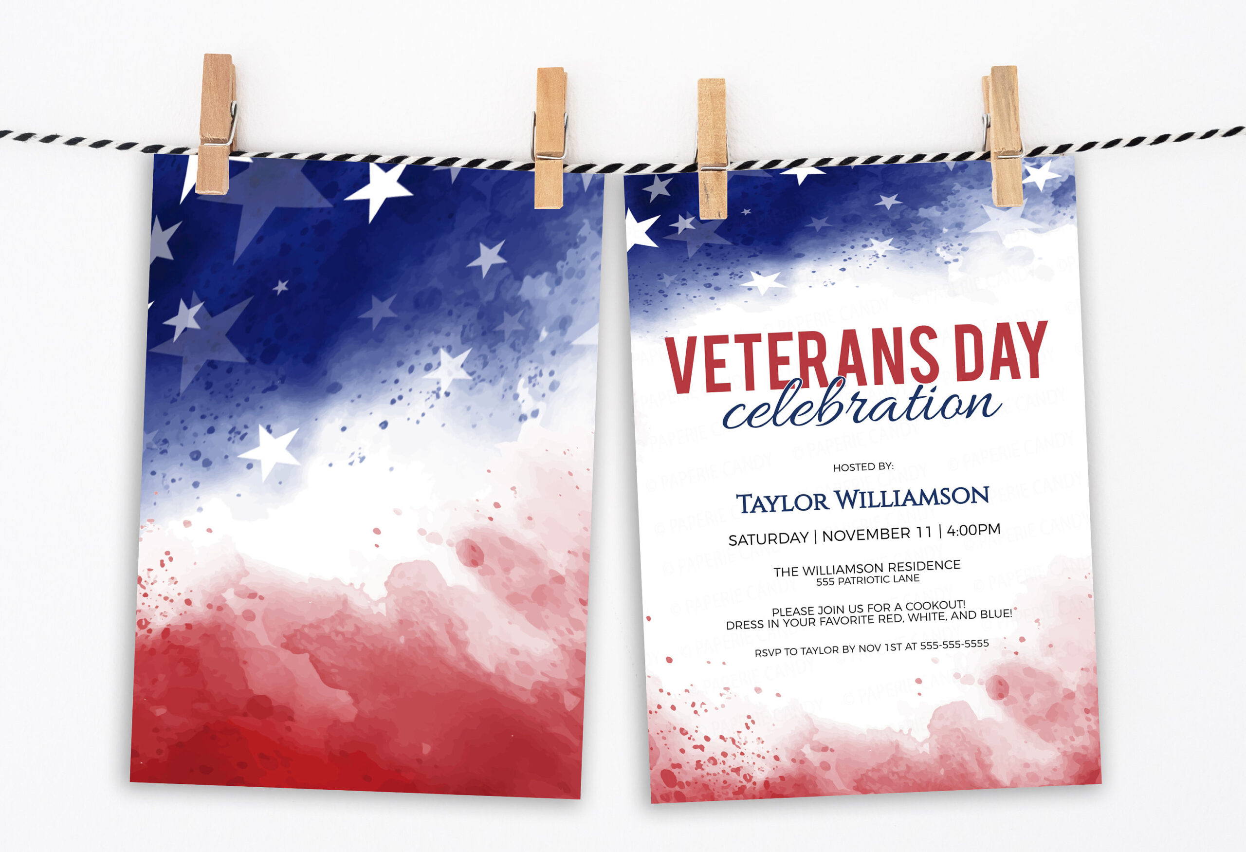 Veterans Day Invitation, Editable Patriotic Invite, 4Th Of July in Veterans Day Invitations Printable