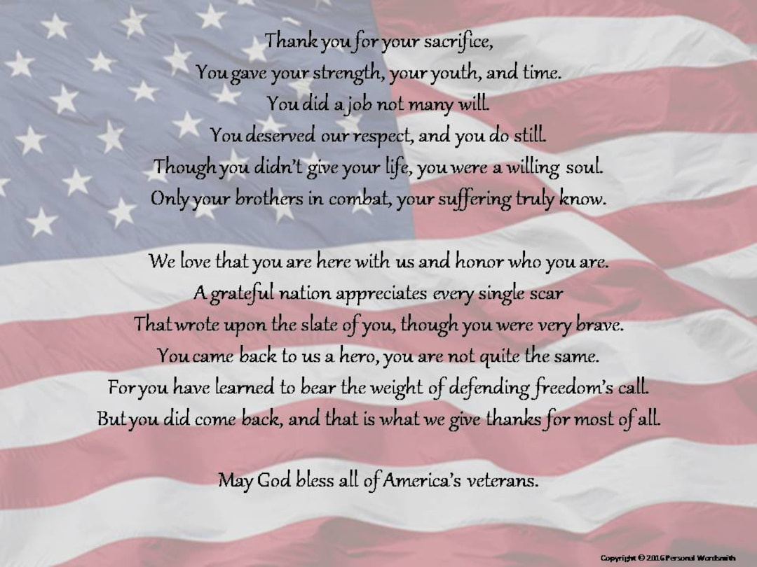 Veteran&amp;#039;S Day Poem, Downloadable Military Reading, Armed Forces Day  Download, Sailor&amp;#039;S Print, Memorial Day Poster, Honor The Sacrifice - Etsy regarding Free Printable Veterans Day Poems