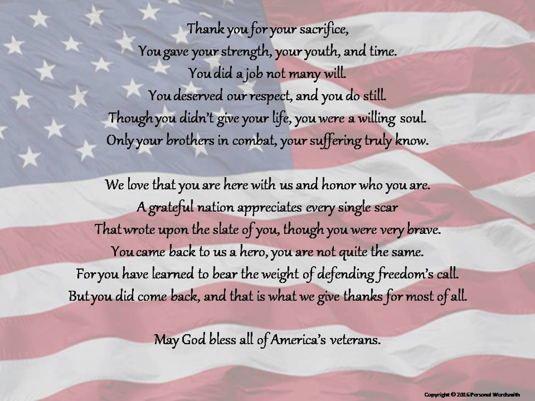 Veteran&amp;#039;S Day Poem, Downloadable Military Reading, Armed Forces Day  Download, Sailor&amp;#039;S Print, Memorial Day Poster, Honor The Sacrifice - Etsy with Valentines Day Poems For Veterans