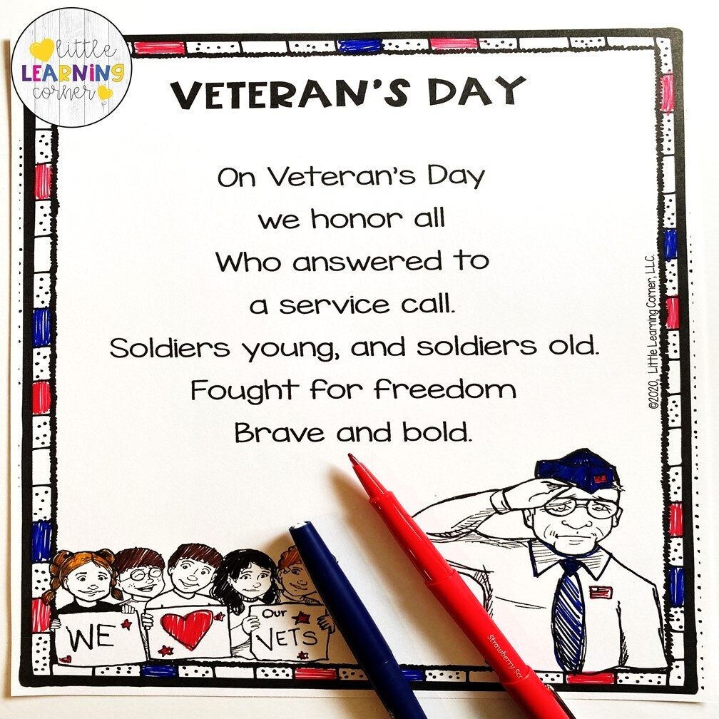 Veteran&amp;#039;S Day Poem with Veterans Day Poem For Kindergarten