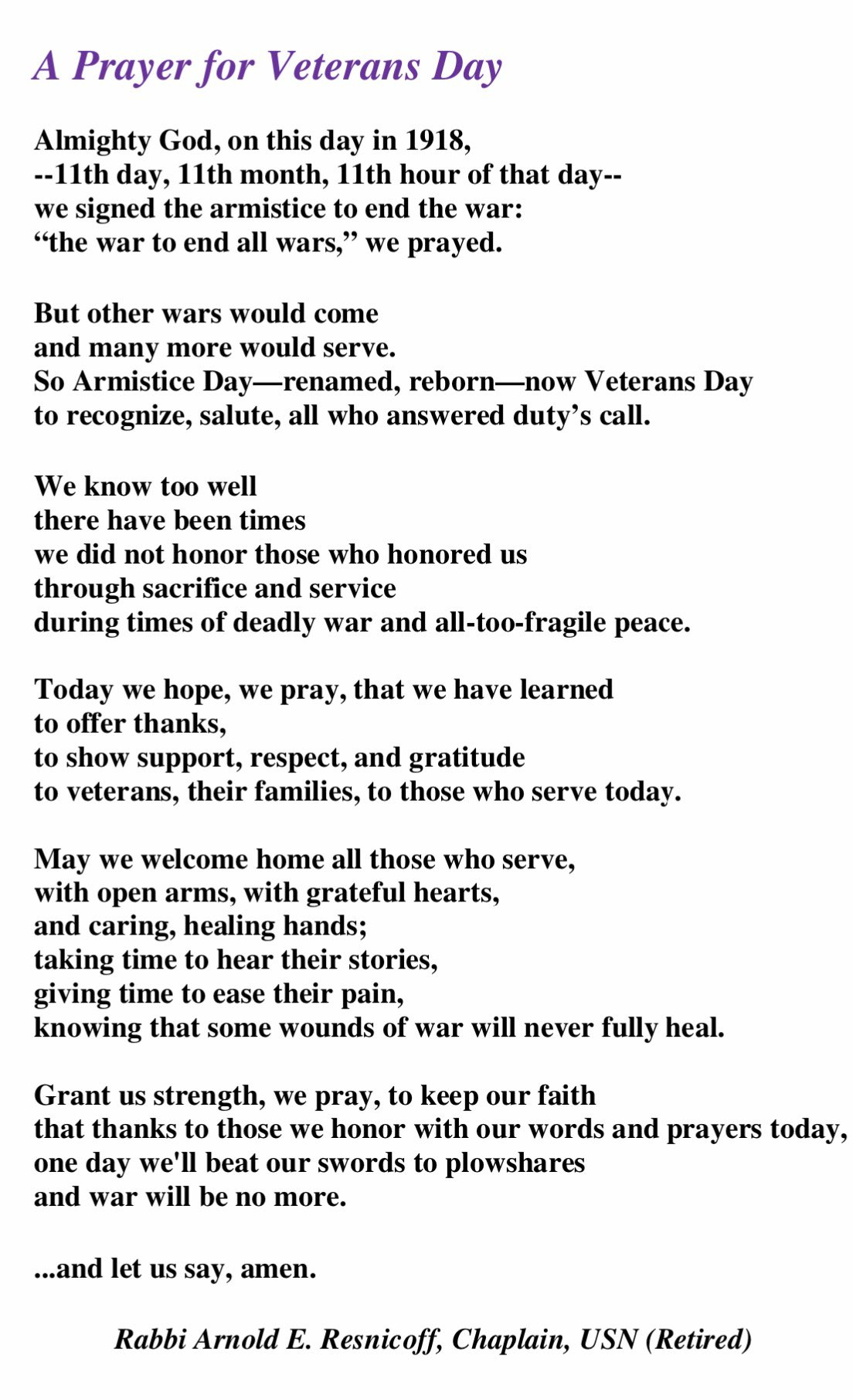 Veterans Day Prayer At The Vietnam Veterans Memorial,Rabbi inside Veterans Day Prayer Poems