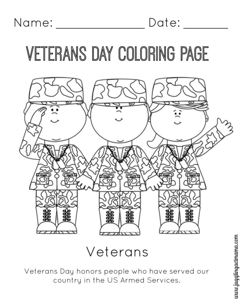 Veteran&amp;#039;S Day Printable Coloring Page - Juggling Act Mama regarding Veterans Day Color Sheets Free