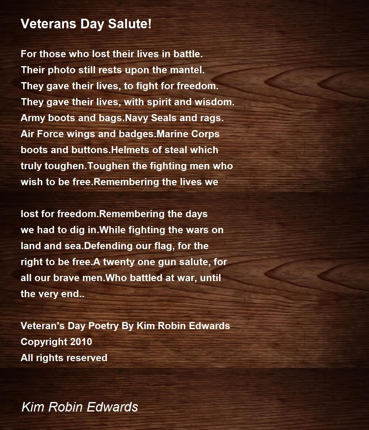 Veterans Day Salute! - Veterans Day Salute! Poemkim Robin Edwards throughout Free Veterans Day Poems