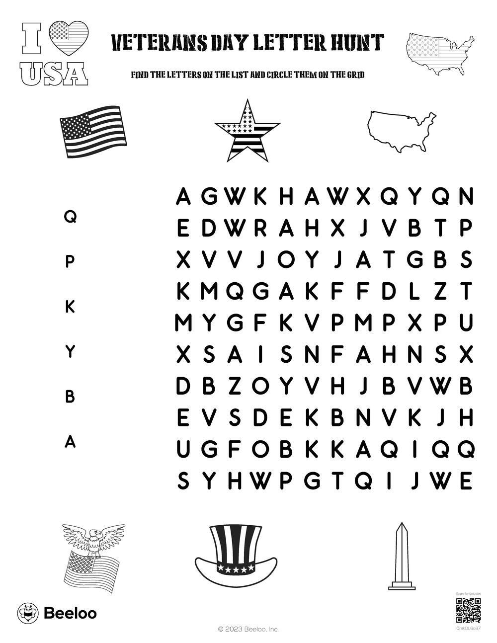 Veterans Day-Themed Word Searches • Beeloo Printable Crafts And within Veterans Day Printable Word Search