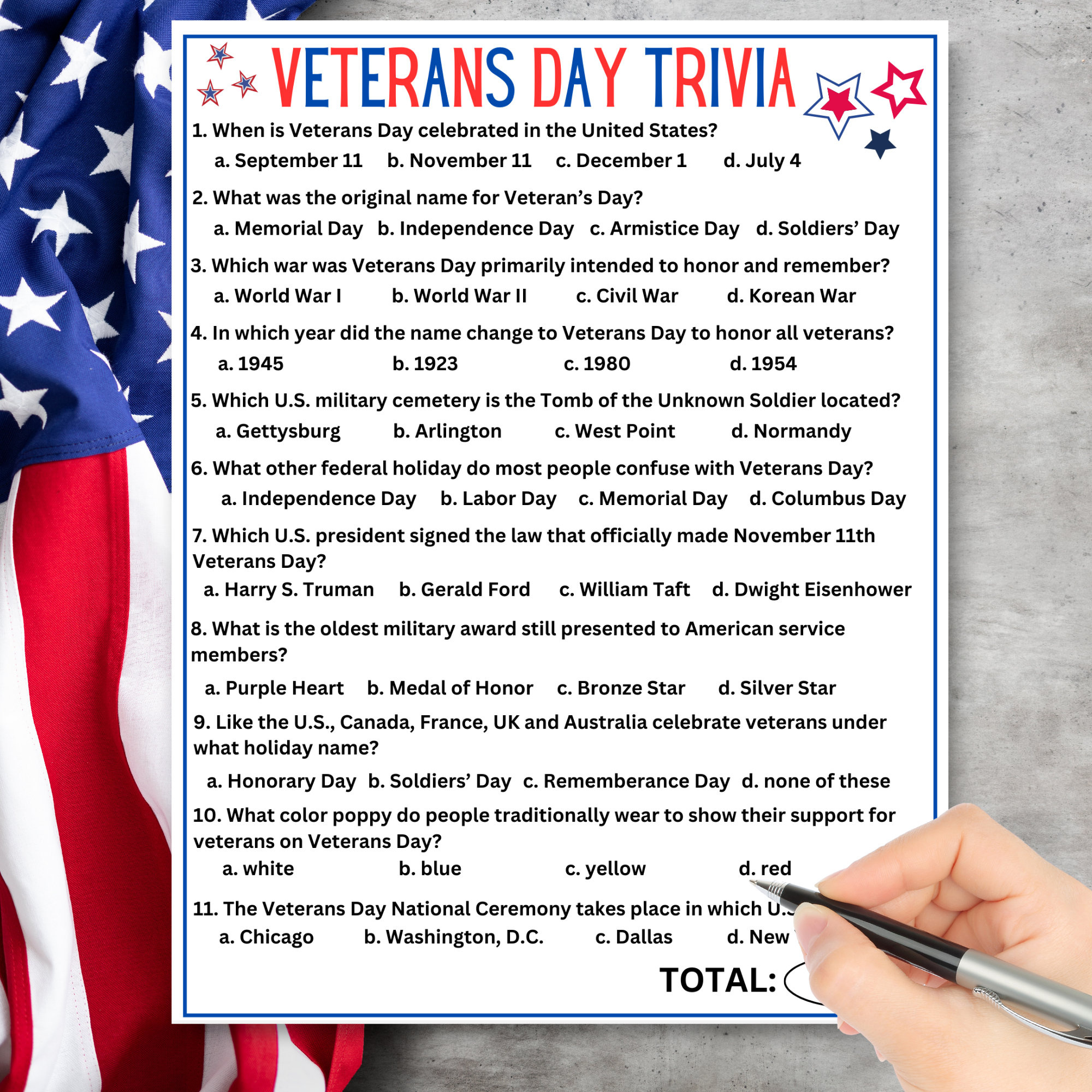 Veterans Day Trivia | Veterans Day Printable - Etsy Ireland - Etsy regarding Veterans Day Trivia Printable