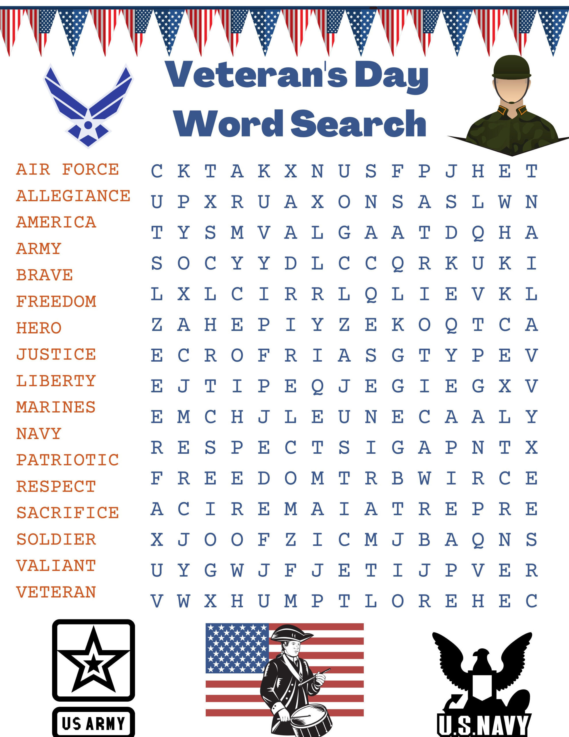 Veteran&amp;#039;S Day Word Search - Etsy Ireland within Printable Veterans Day Word Search Puzzle
