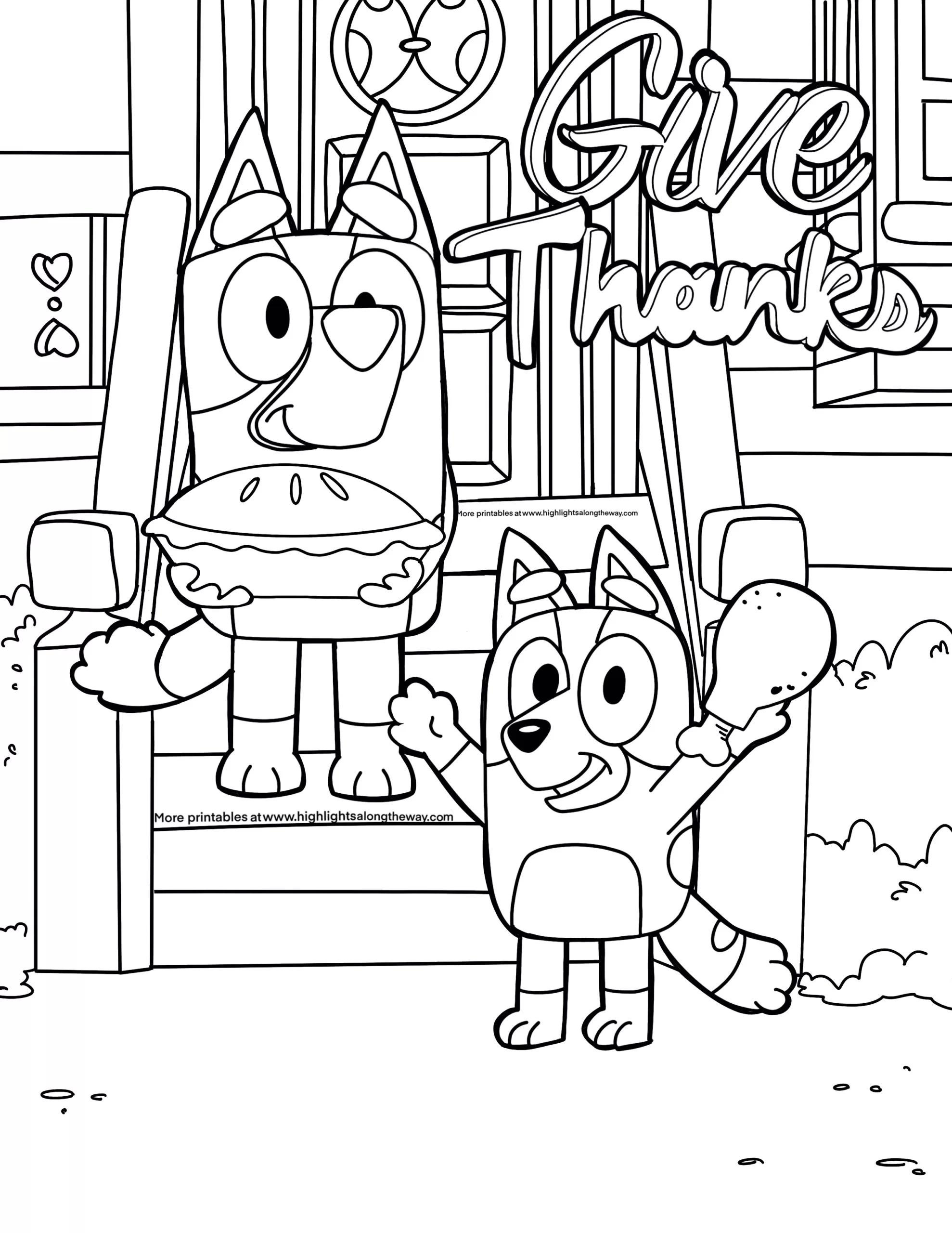 Was Looking For Thanksgiving Coloring Pages To Print Out And Came intended for Bluey Thanksgiving Coloring Pages Printable