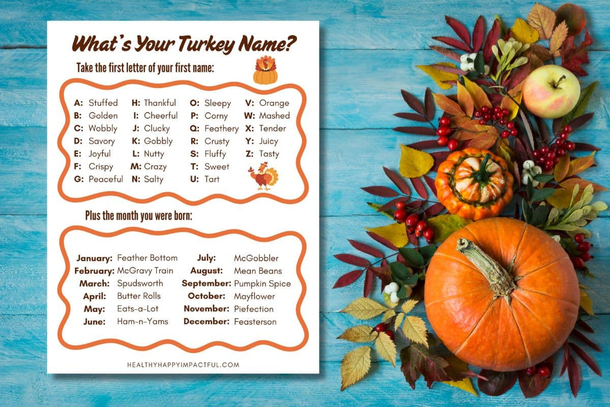 What&amp;#039;S Your Turkey Name? Free Thanksgiving Game Printable Activity intended for What&amp;amp;#039;s Your Turkey Name Printable