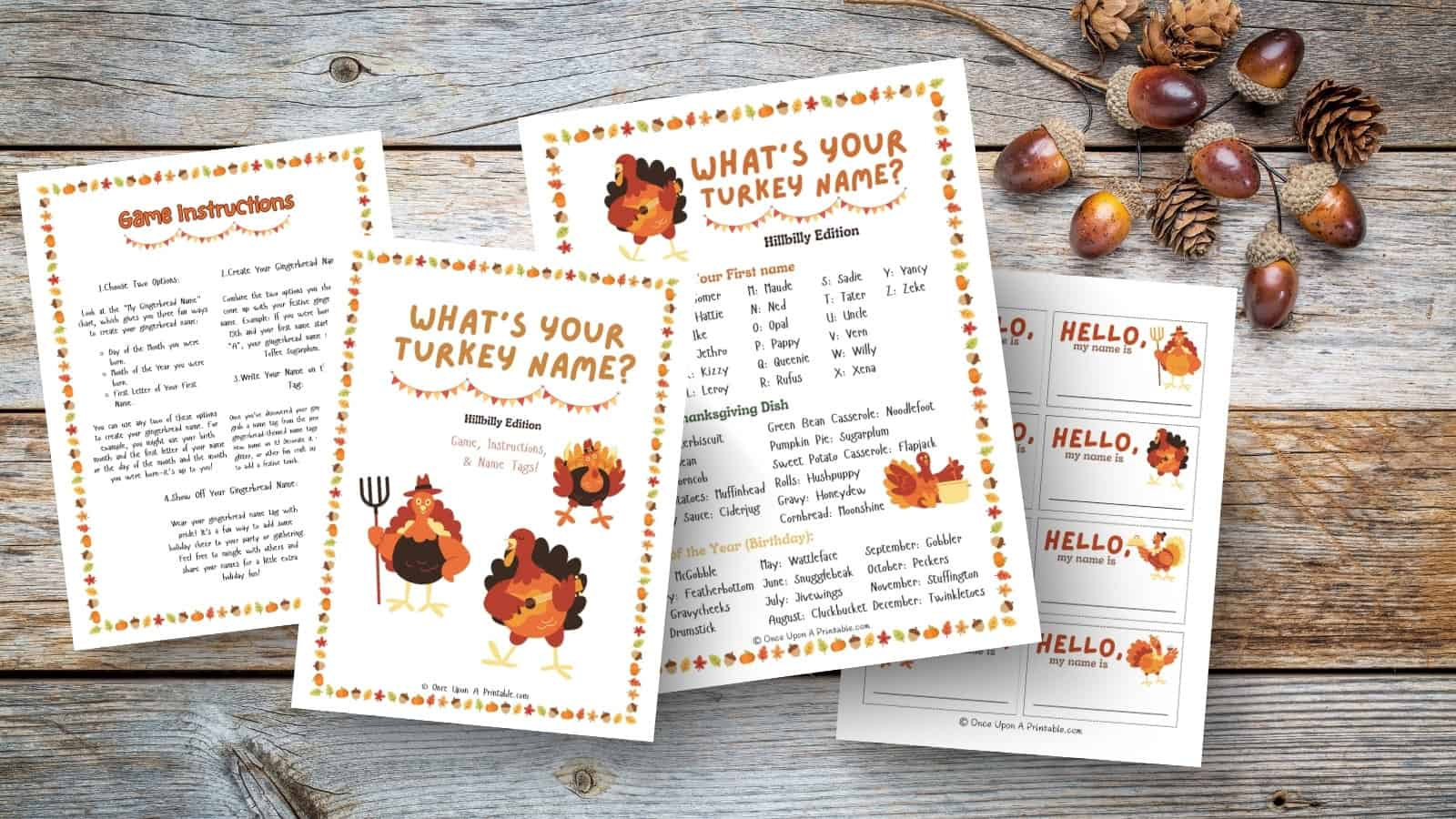 What&amp;#039;S Your Turkey Name?&amp;quot; Game Free Printable - Once Upon A Printable regarding What&amp;#039;S Your Turkey Name Free Printable