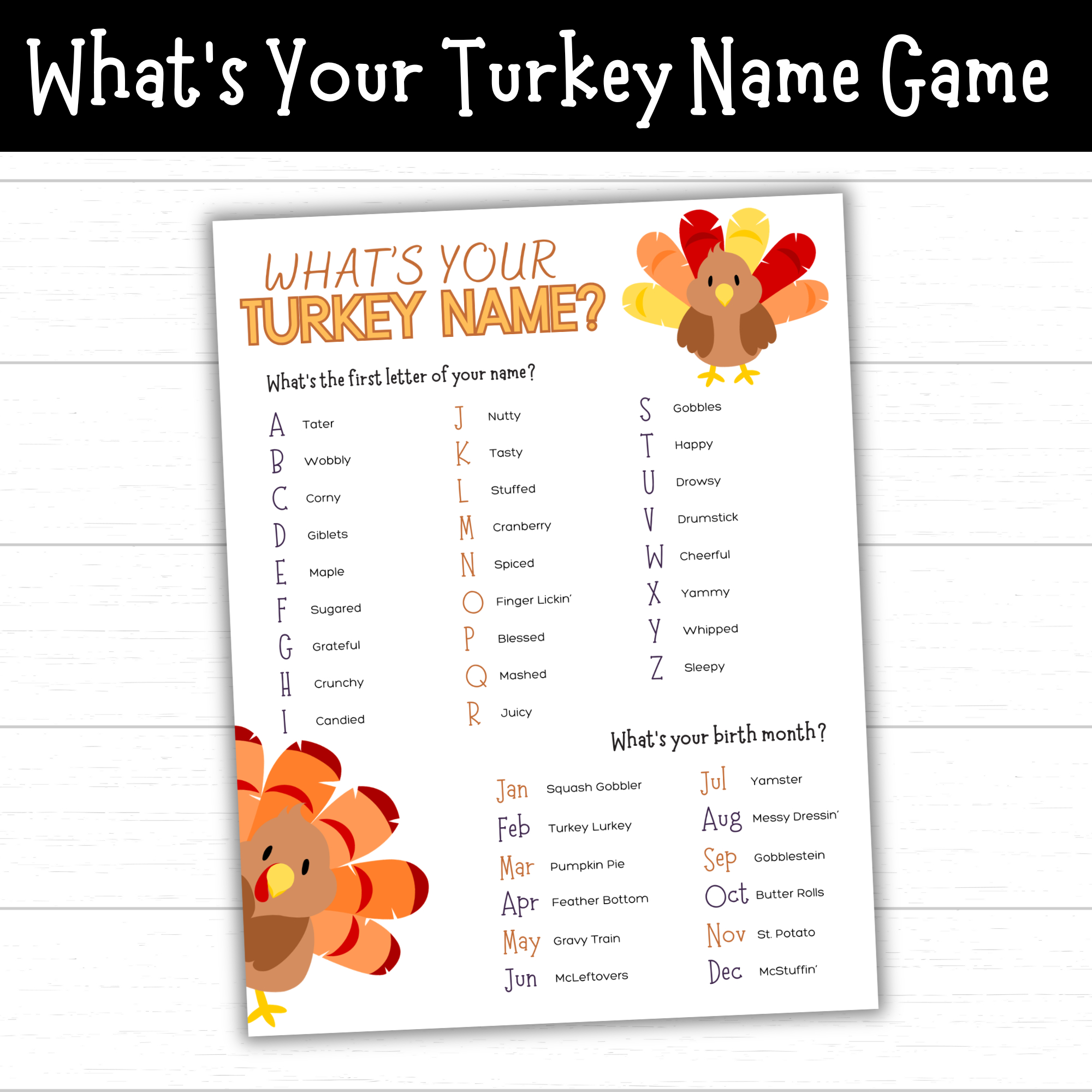 What&amp;#039;S Your Turkey Name Game - Mom. Wife. Busy Life. pertaining to What&amp;amp;#039;s Your Turkey Name Printable