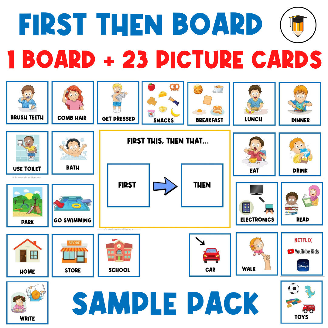 1 Board 23 Picture Cards | First Then Board | Visual Aid | Visual in First Then Chart Printable