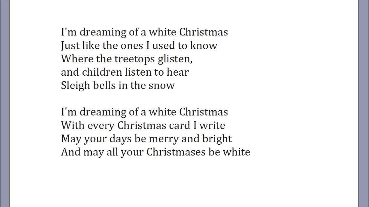 1. White Christmas With Lyrics And Vocal for White Christmas Lyrics Printable