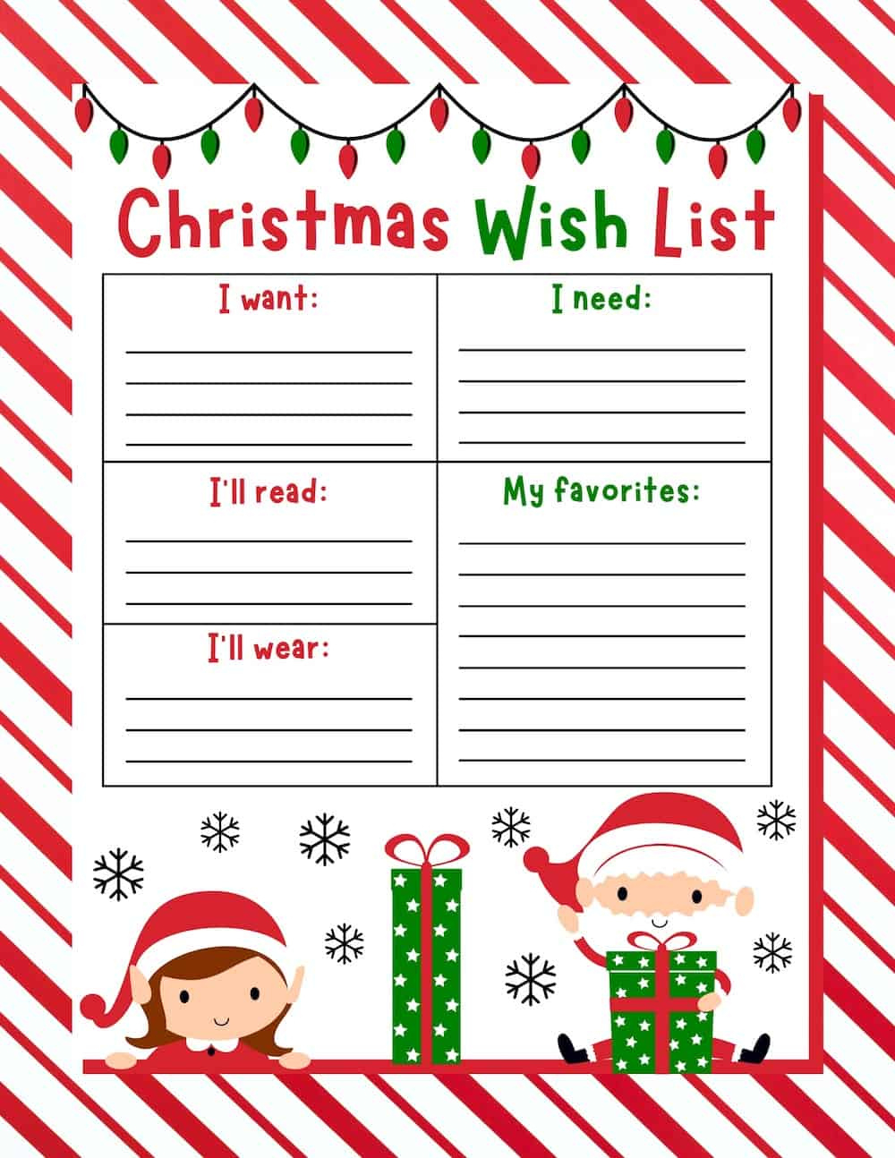 10 Free Christmas Wish List Printables For Kids - Prudent Penny pertaining to Christmas Lists Printable Free