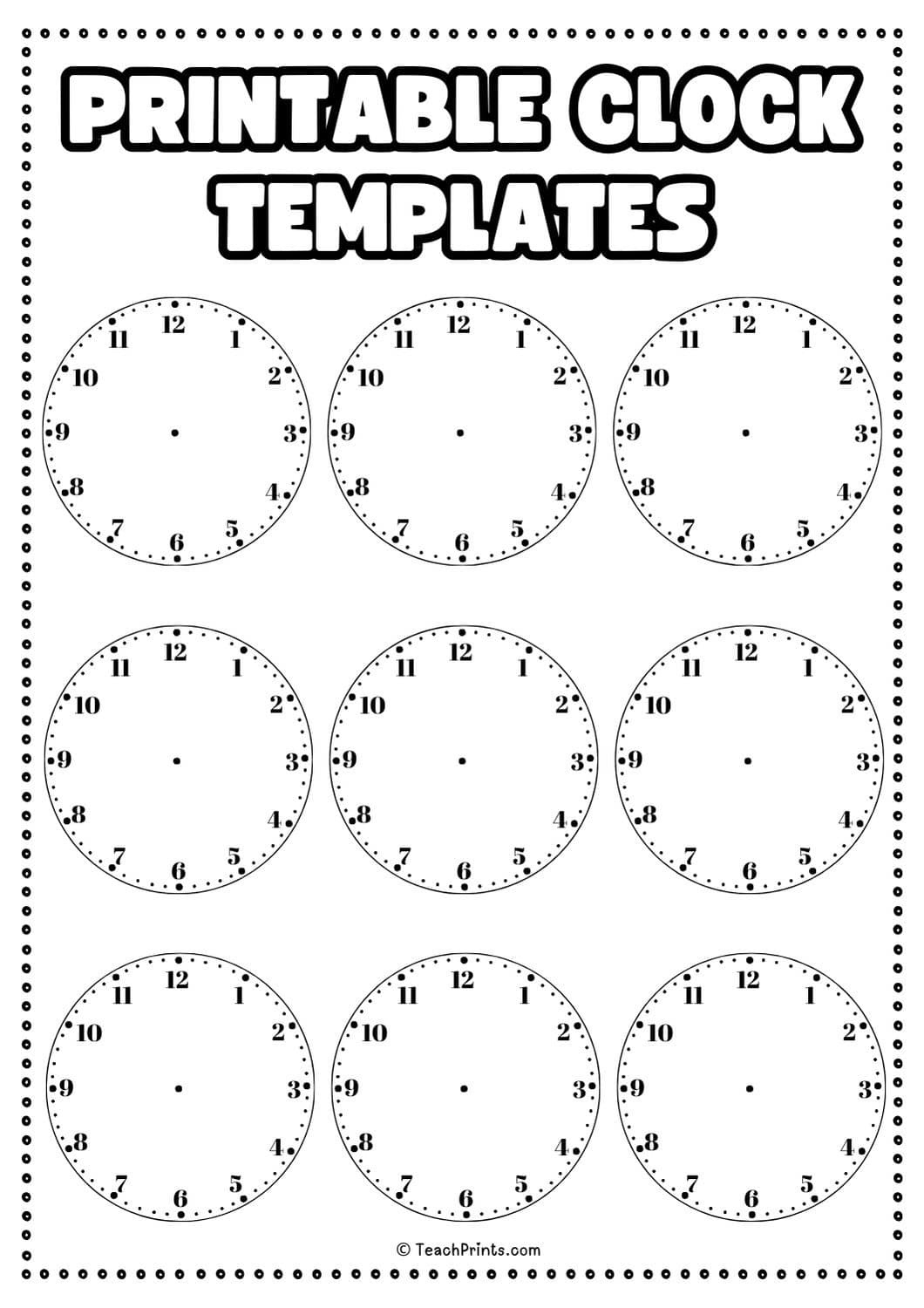 10 Free Printable Clock Face Worksheets - Teach Prints within Free Printable Clock Faces