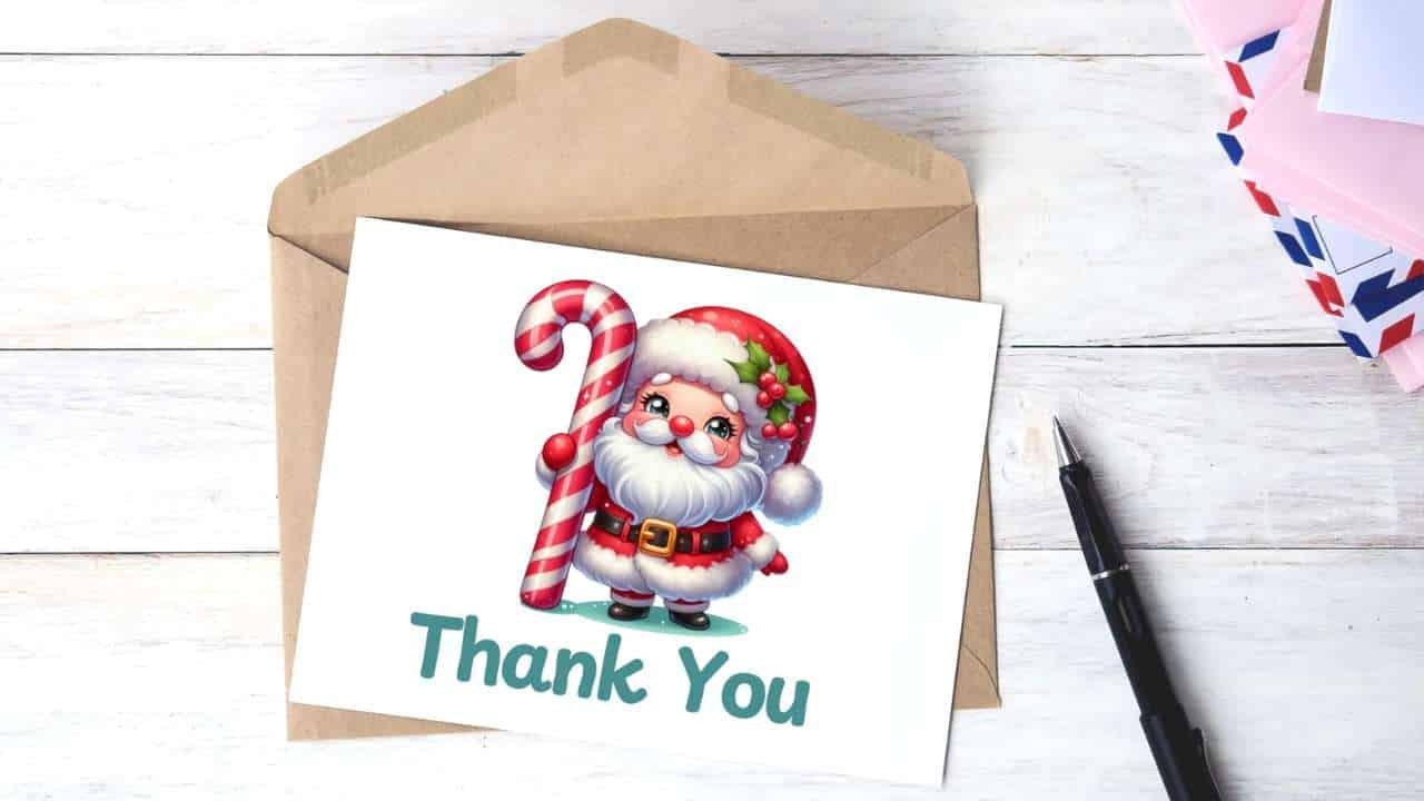 10 Printable Christmas Thank You Cards within Santa Thank You Card Printable